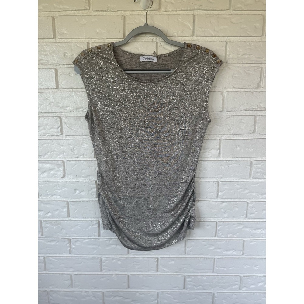 Calvin Klein Women's Y2K Gold Cap Sleeve Shirt Hannah Montana Vibes Med